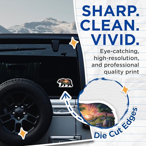 (2 Pack) Bear Nature Scene Stickers - Wildlife Art Sticker - Outdoor Adventure Decal - 5" On Longest Side - Sticks to Smooth Flat Surfaces - Made in USA - BMCS7119
