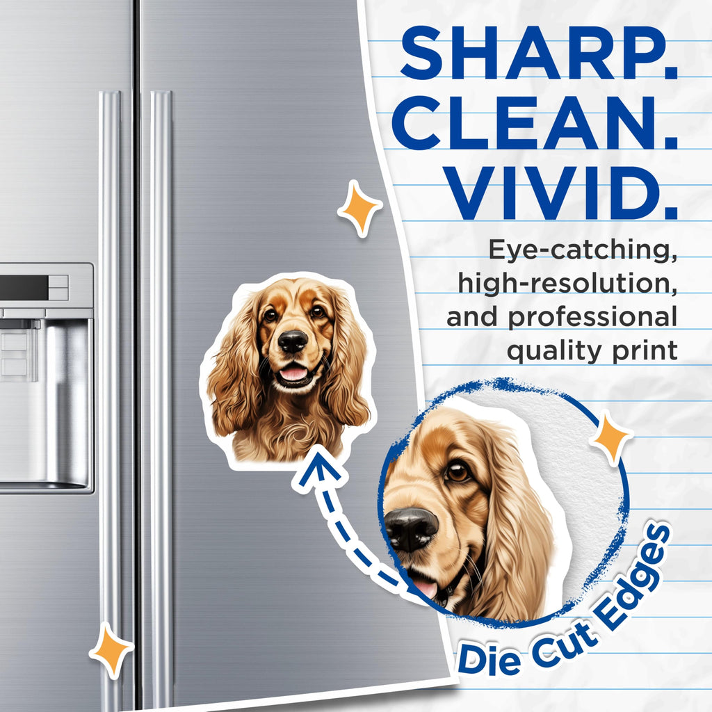 (2 Pack) Cocker Spaniel Dog Magnets - Adorable Puppy Pet Artwork - Refrigerator Locker Decor - 5 Inches On Longest Side - Thick Durable Magnet - Made in USA - MAG24661