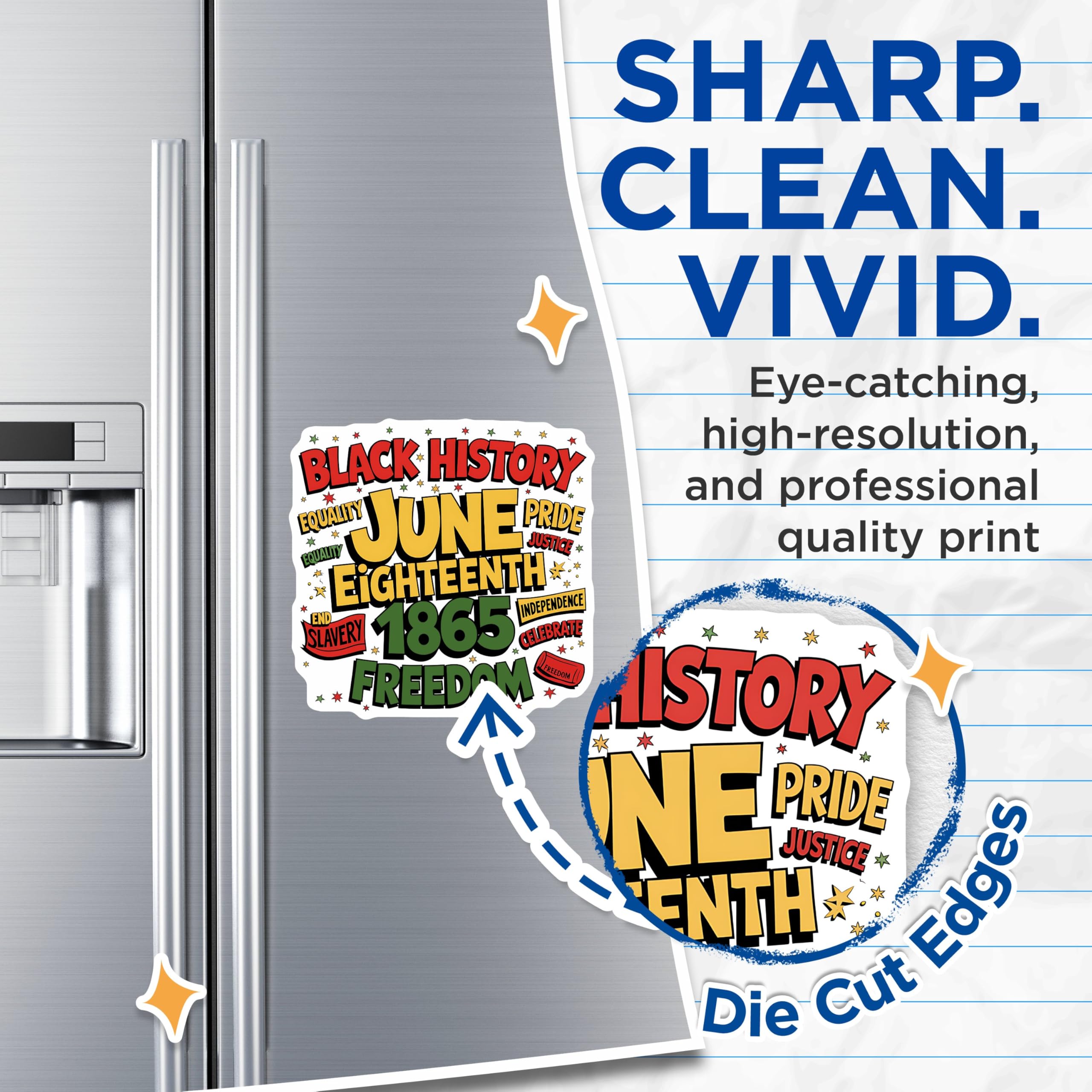 (2 Pack) Black History June Eighteenth 1865 Magnets - Equality Freedom Independence - Juneteenth Pride Celebratory Magnets - 5" On Longest Side - for Cars, Fridges, Toolboxes - Made in USA - MAG3890