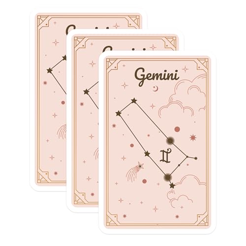 (3 Pack) Gemini Zodiac Decals - Constellation Stickers - Astrology Lover Gift - 3 Inches On Longest Side - Easy Peel & Apply - Made in USA - 3MCS8336