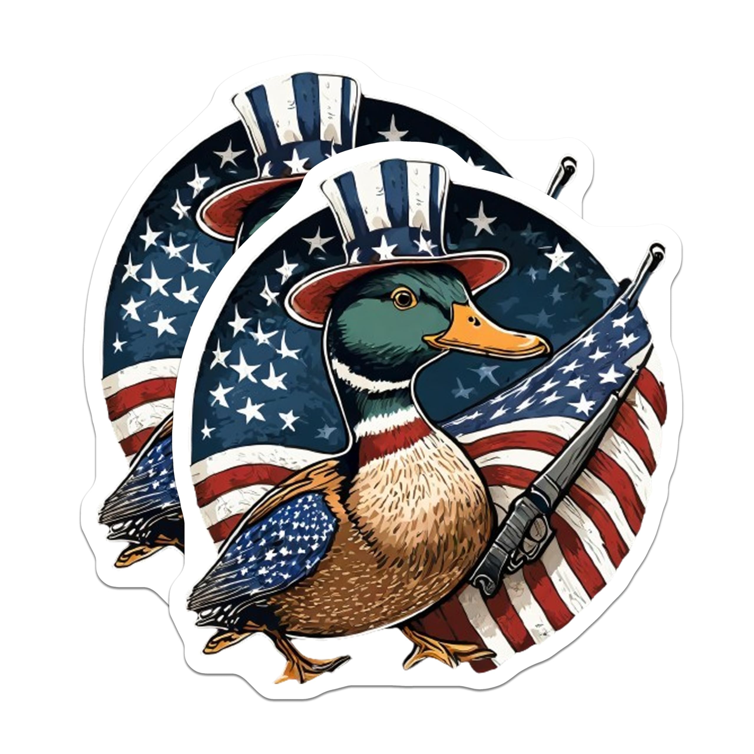 (2 Pack) American Duck Magnets - Patriotic Mallard Decal - Uncle Sam Hunting Decor - 5 Inches On Longest Side - Thick Durable Magnet - Made in USA - MAG22732