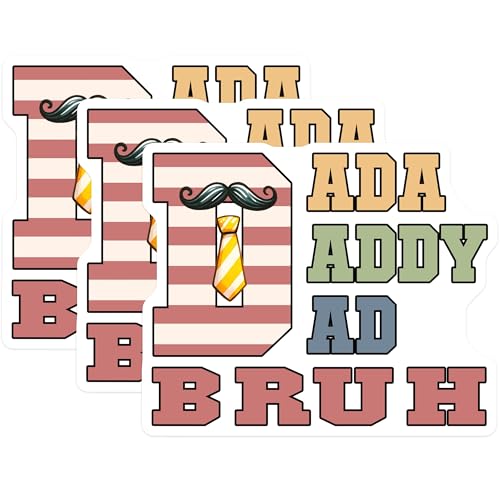 (3 Pack) DAD Decals - Funny Dad Moustache - Bruh Laptop Decals - 3 Inches On Longest Side - Easy Peel & Apply - Made in USA - 3MCS6230