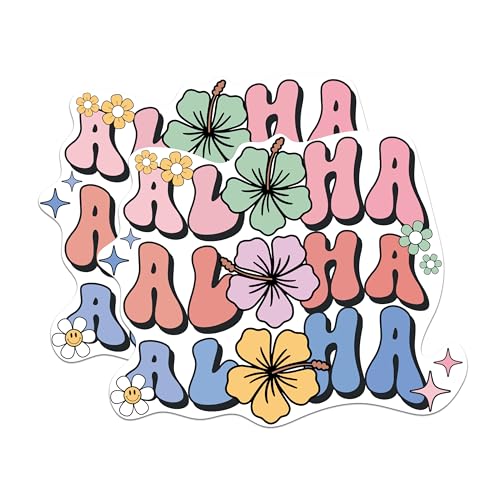 (2 Packs) Aloha Hawaiian Stickers - Hawaiian Inspired Aloha Decals - 5 Inches On Longest Side - Premium Vinyl Decal - Sticks to Any Smooth Flat Surface - Made in USA - BMCS2313