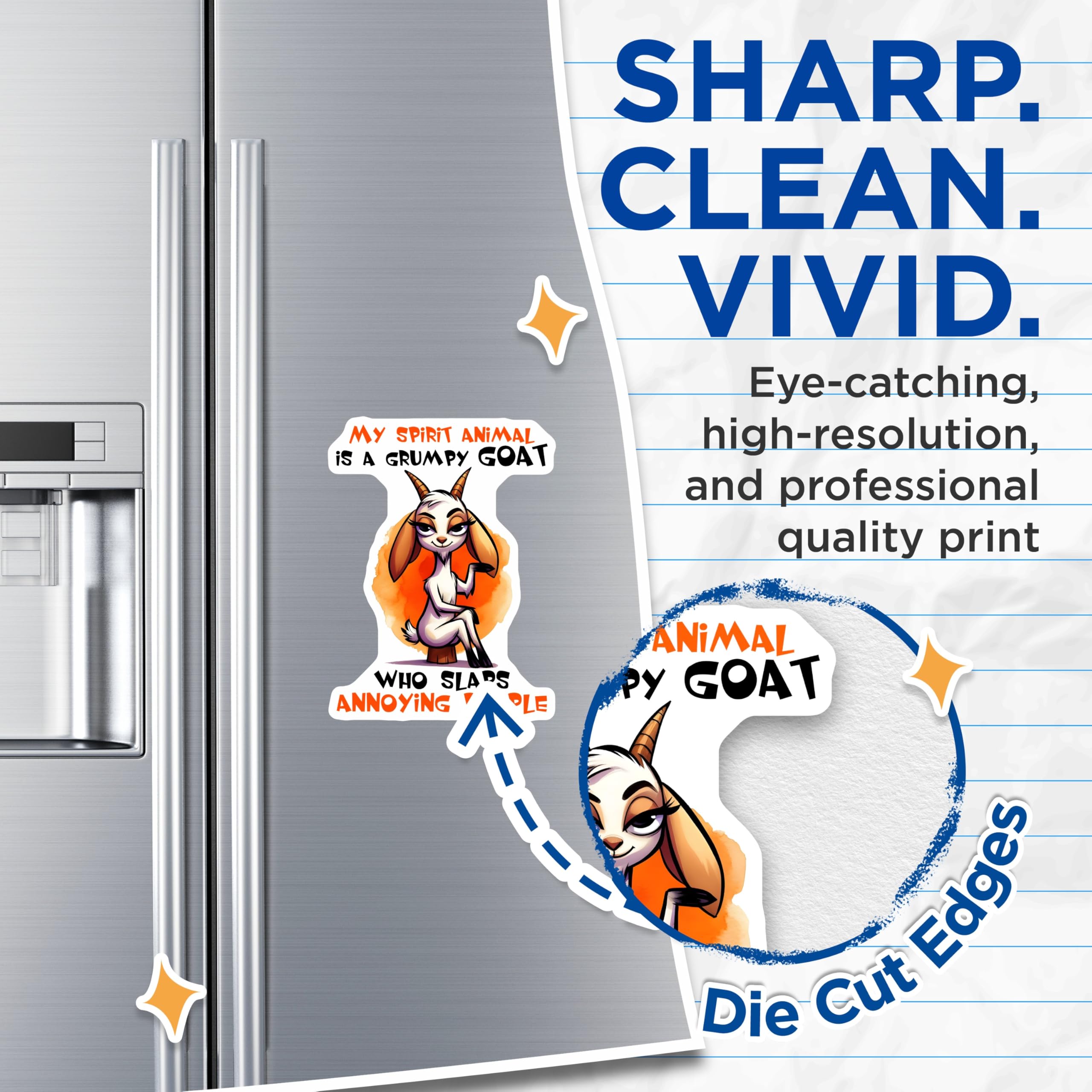 (2 Pack) Grumpy Goat Magnets - Spirit Animal Gifts - Funny Home Decor - 5" On Longest Side - Premium Magnet - for Cars, Refrigerators, Toolboxes, Lockers - Made in USA - MAG16980