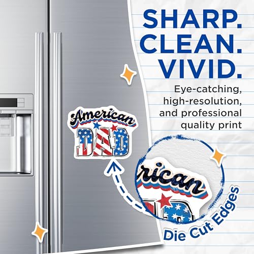 (2 Pack) American Dad Magnets Magnets - Patriotic Dad Decor - Father's Day Decoration - 5" On Longest Side - Made in USA - Sticks to Refrigerators & Metal Surfaces - MAG8503