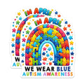 (2 Pack) Autism Awareness Stickers - Colorful Puzzle Piece Stickers - Blue We Wear Blue Stickers - 5" On Longest Side - Sticks to Any Smooth Flat Surface - Made in USA - BMCS3207