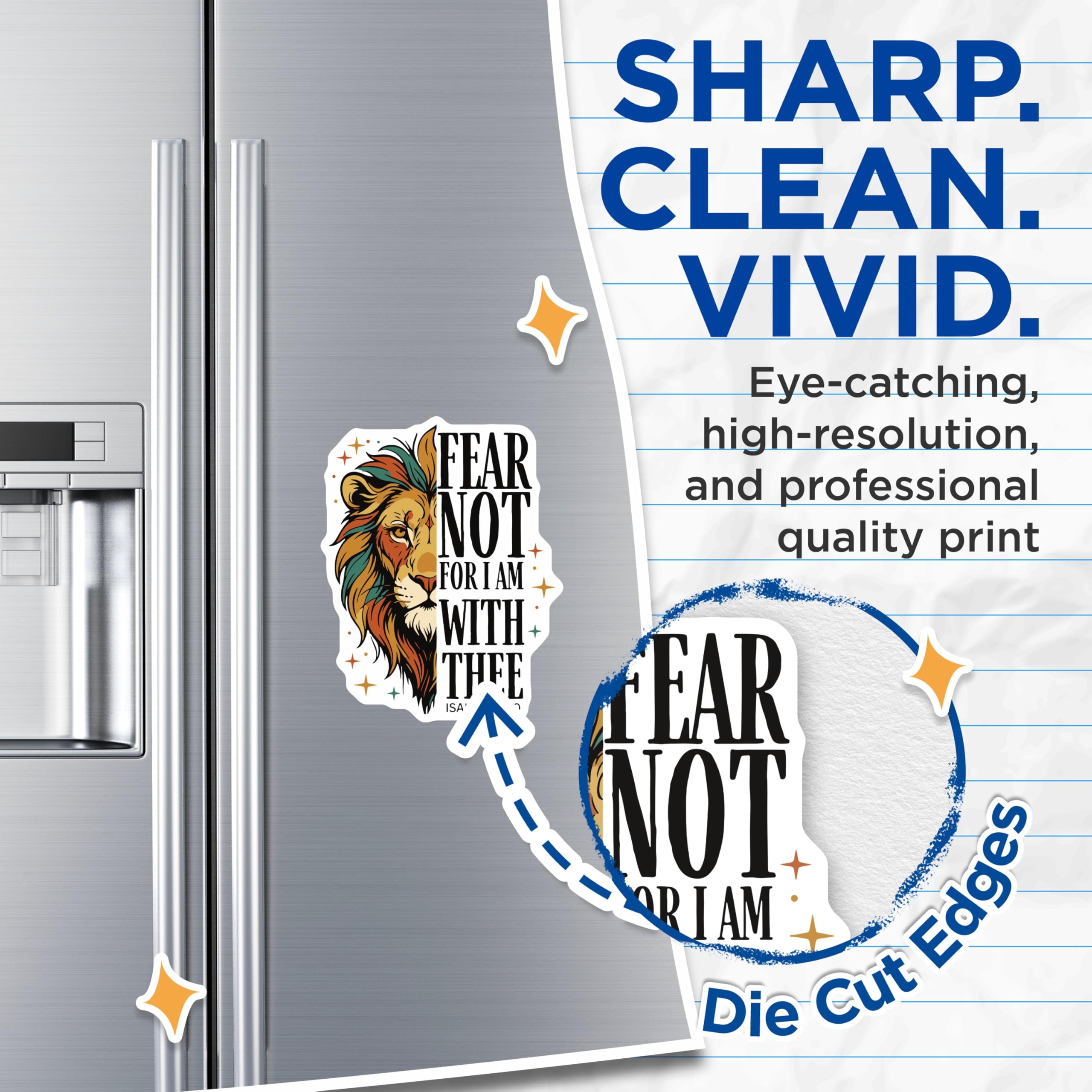 (2 Pack) Lion Isaiah Quote Magnets - Fear Not Scripture - Religious Bible Verses - 5" On Longest Side - Premium Magnet - for Cars, Refrigerators, Toolboxes, Lockers - Made in USA - MAG14044