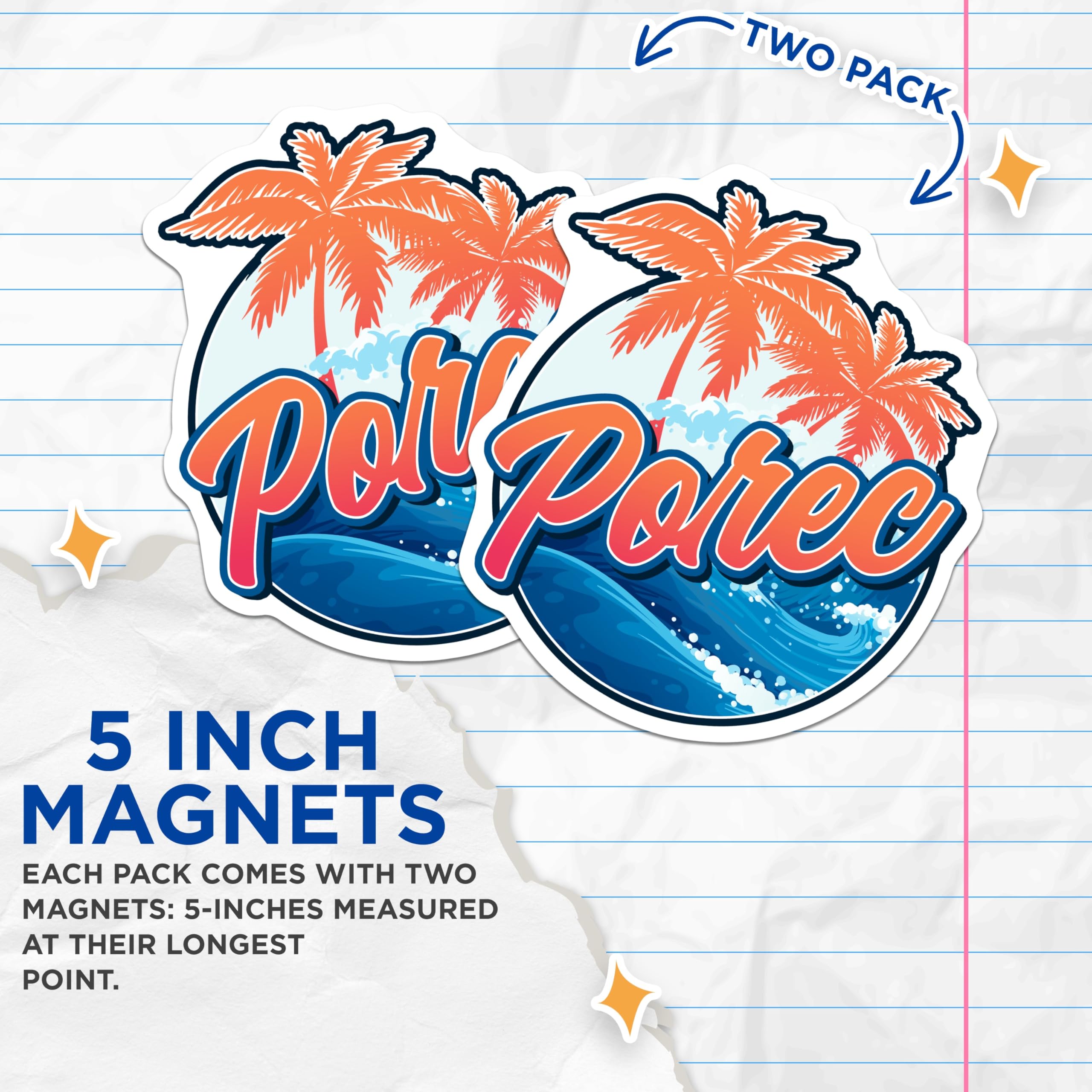 (2 Pack) Pore? Croatia Magnets - Beach Vacation Magnets - Souvenir Refrigerator Magnets - 5" On Longest Side - Premium Magnet - for Cars, Refrigerators, Toolboxes, Lockers - Made in USA - MAG18295