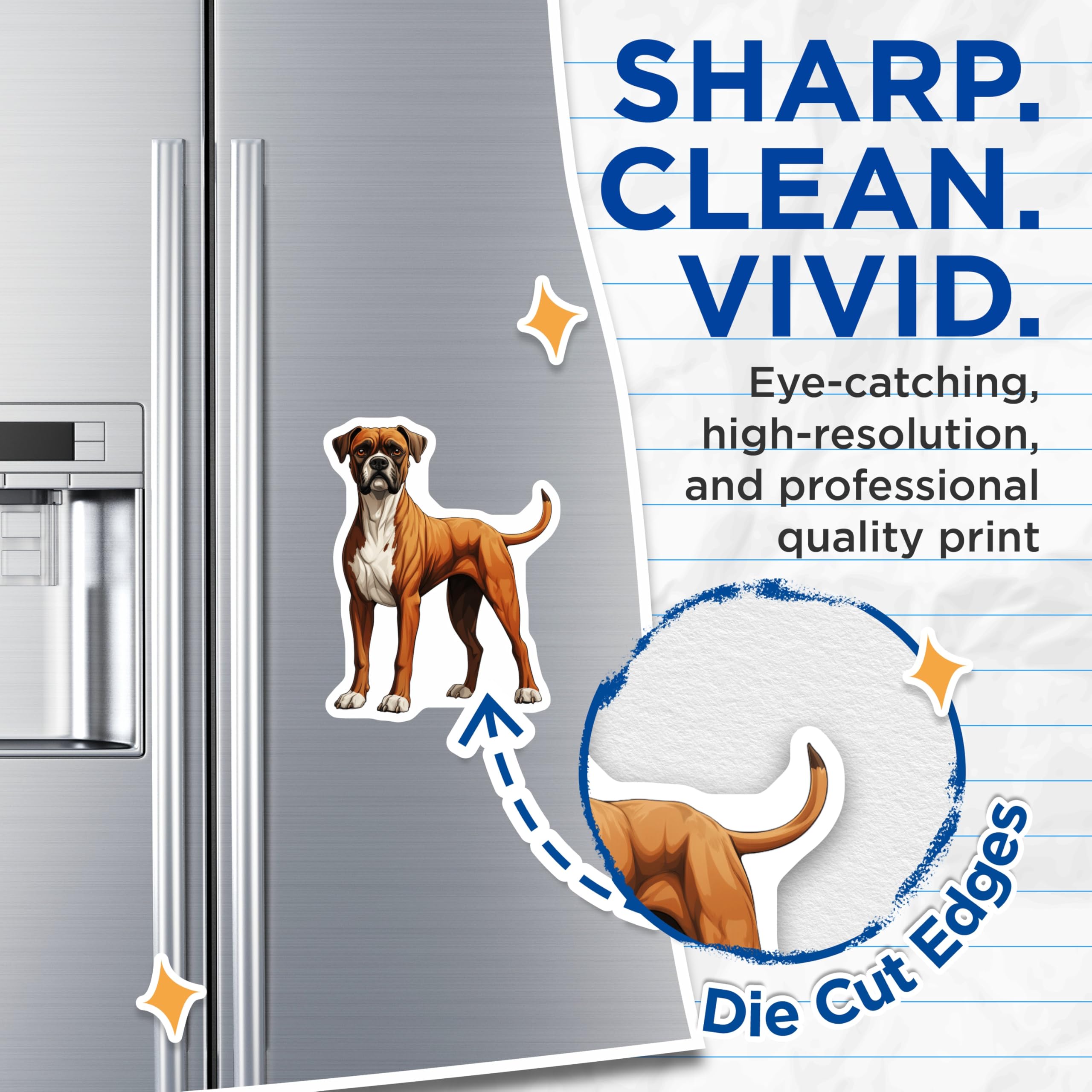 (2 Pack) Boxer Dog Magnets - Fawn Boxer Dog Decor - Canine Pet Owner Refrigerator Magnets - 5 Inches On Longest Side - Thick Durable Magnet - Made in USA - MAG29702