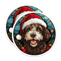 (2 Pack) Christmas Dog Magnets - Santa Hat Puppy - Holiday Canine Decor - 5 Inches On Longest Side - Thick Durable Magnet - Made in USA - MAG24262