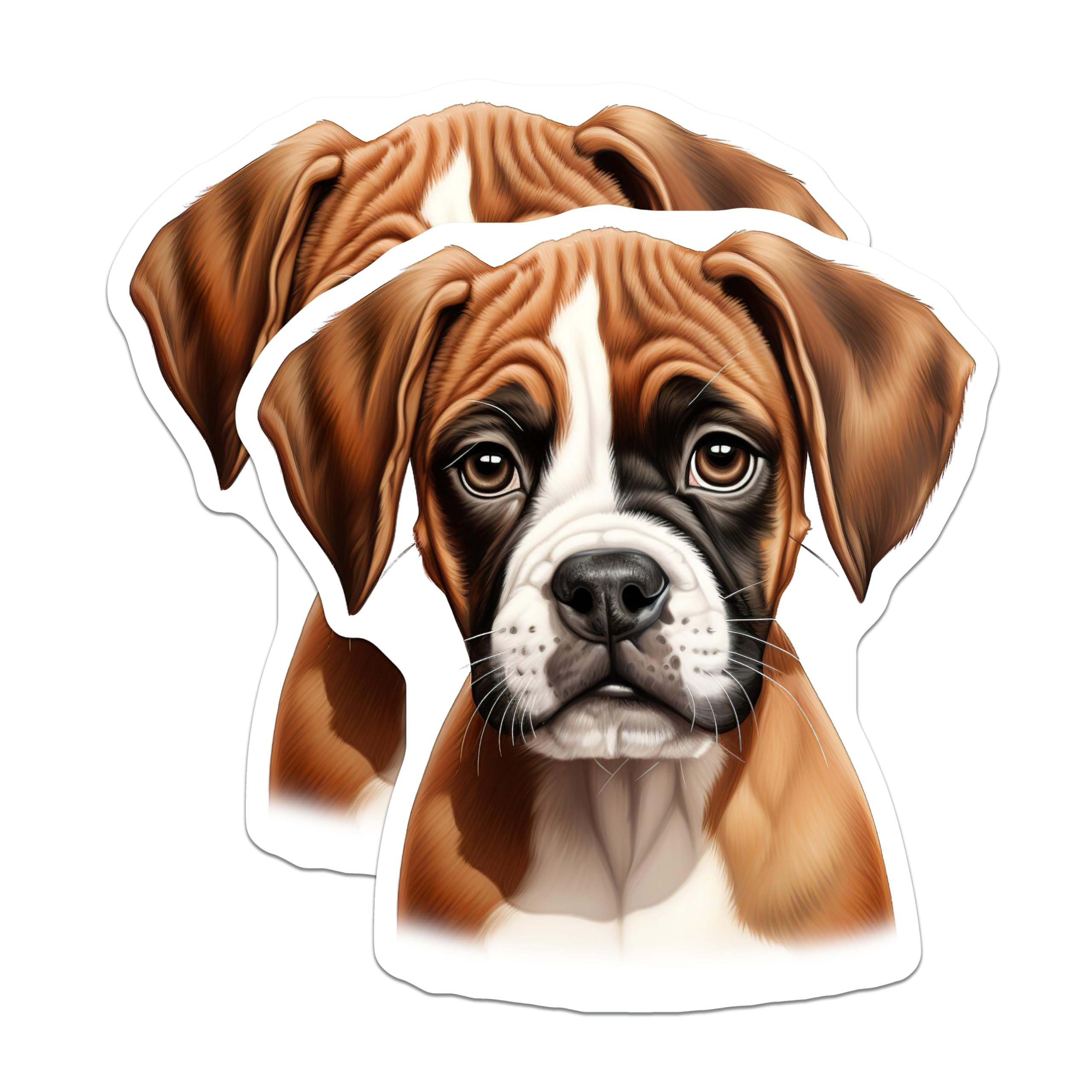 (2 Pack) Boxer Puppy Magnets - Cute Dog Art - Pet Lover Refrigerator Decor - Dog Mom Dad - 5 Inches On Longest Side - Thick Durable Magnet - Made in USA - MAG26733