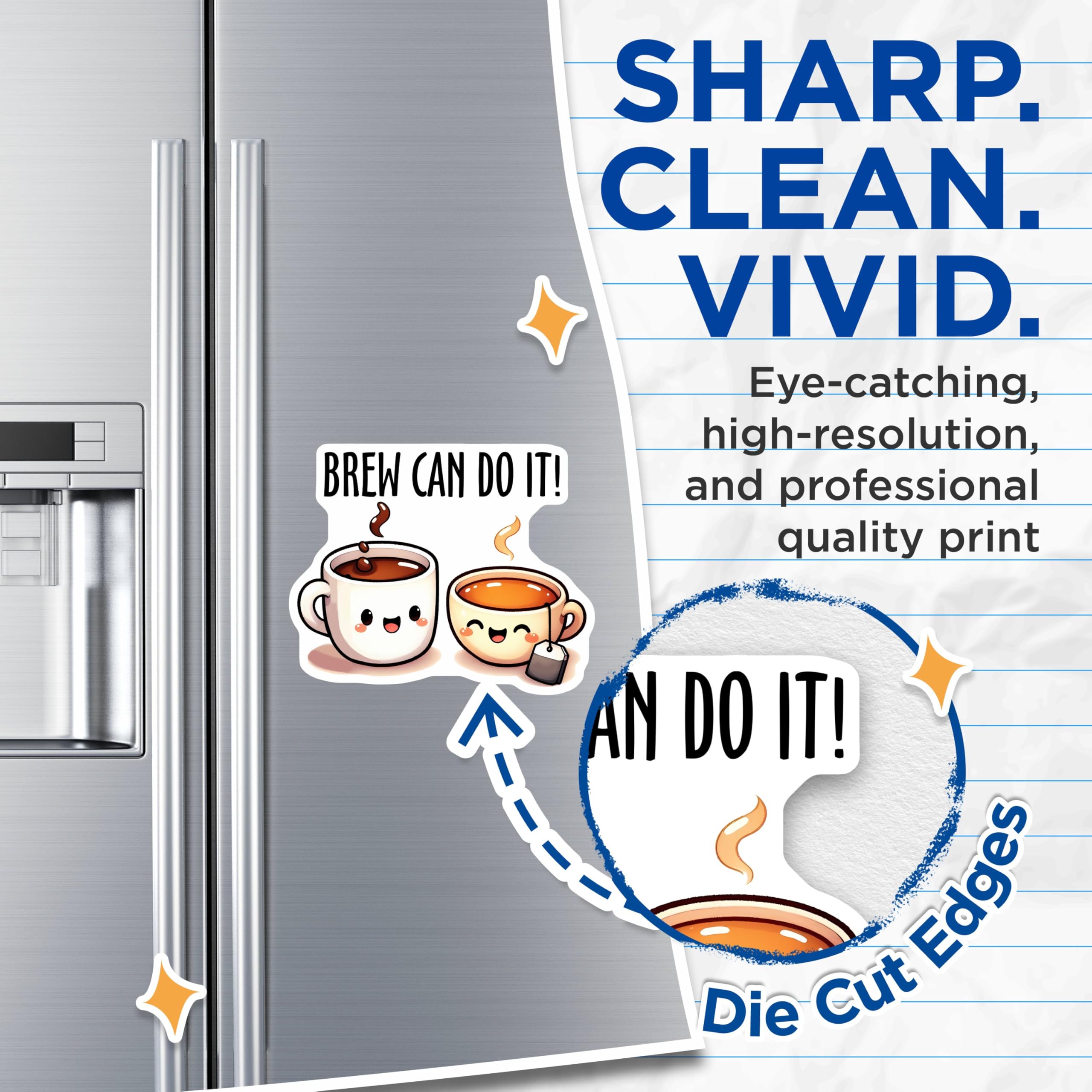 (2 Pack) Brew Can Do It Magnets - Cute Coffee and Tea Magnets - Fun Kitchen Decor - 5" On Longest Side - for Cars, Refrigerators, Toolboxes, Lockers - Made in USA BMCS3280