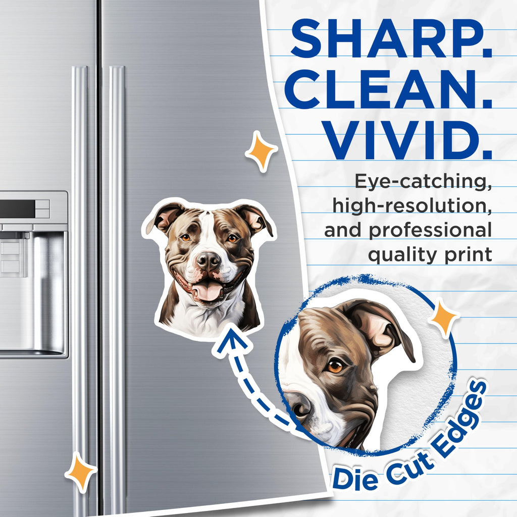 (2 Pack) Pitbull Dog Magnets - Happy Pitbull Lover Decor - Dog Mom Dad Appreciation - 5 Inches On Longest Side - Thick Durable Magnet - Made in USA - MAG26325