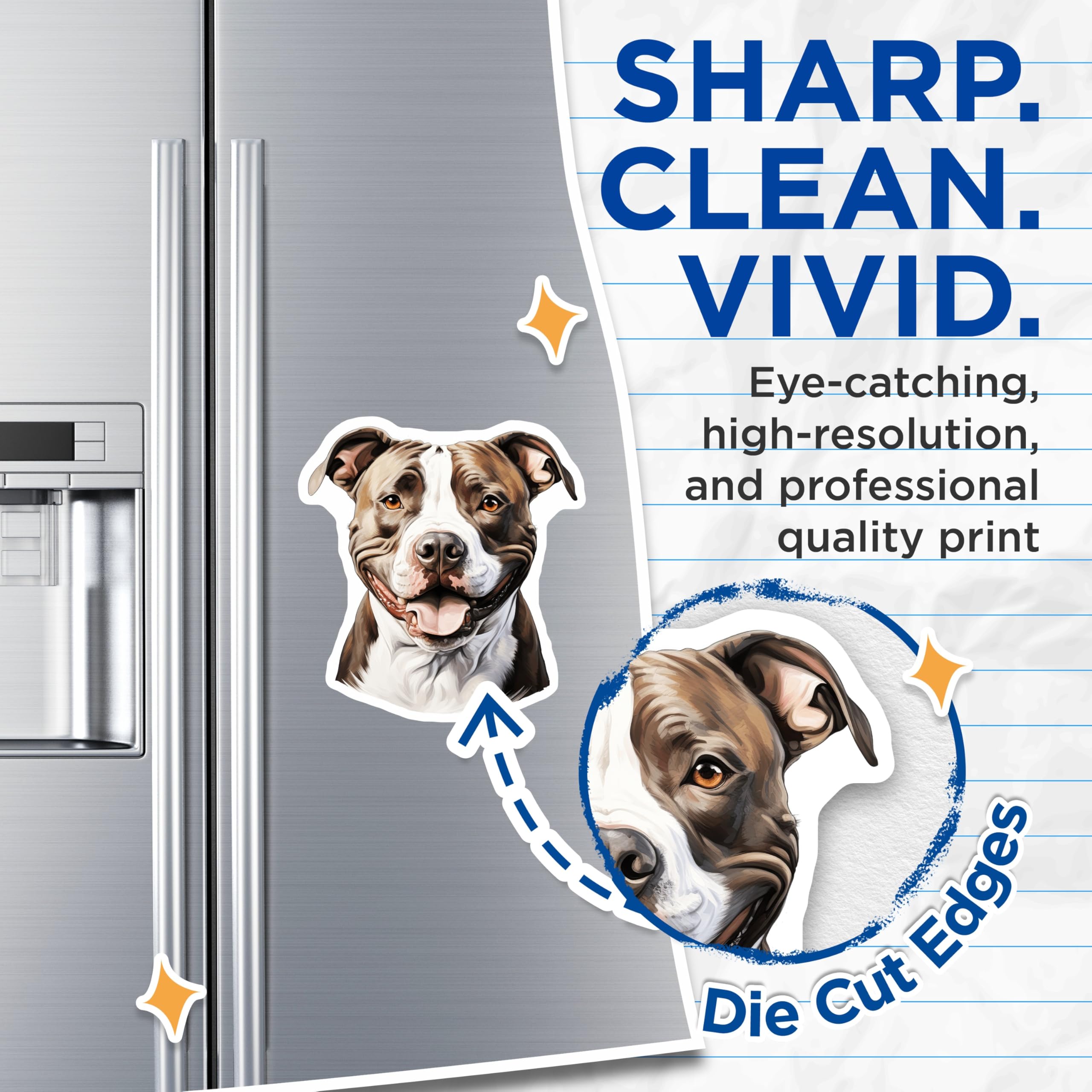 (2 Pack) Pitbull Dog Magnets - Happy Pitbull Lover Decor - Dog Mom Dad Appreciation - 5 Inches On Longest Side - Thick Durable Magnet - Made in USA - MAG26325