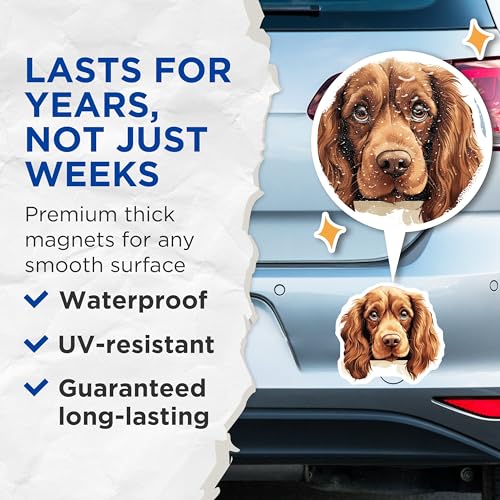 (2 Pack) Cute Dog Face Magnet - Dog Lovers Decor - 5" On Longest Side - Sticks to Smooth Flat Surfaces - Made in USA - MAG10290