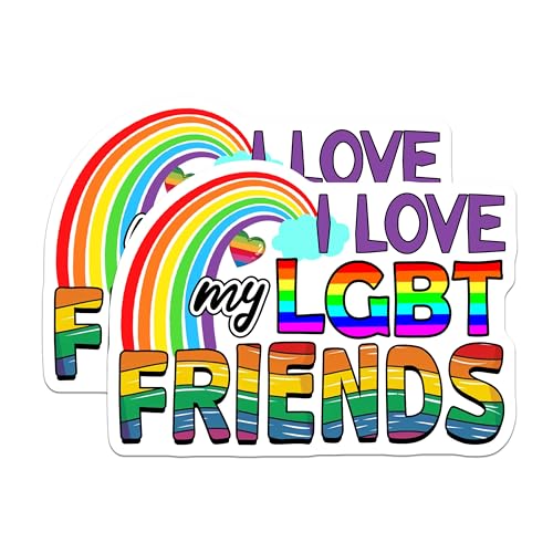 (2 Pack) I Love My LGBT Friends Stickers - 5" On Longest Side - Sticks to Smooth Flat Surfaces - Made in USA - BMCS9199 - BMCS9199