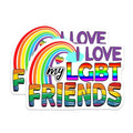 (2 Pack) I Love My LGBT Friends Stickers - 5" On Longest Side - Sticks to Smooth Flat Surfaces - Made in USA - BMCS9199 - BMCS9199