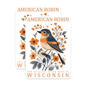 (2 Pack) American Robin Magnets - Wisconsin State Bird Decor - Floral Bird Art - 5" On Longest Side - Premium Magnet - for Cars, Refrigerators, Toolboxes, Lockers - Made in USA - MAG18044