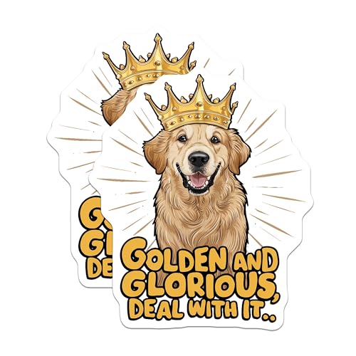 (2 Pack) Golden Retriever Magnets Magnets - Dog Lover Decor - Cute Dog Art - 5" On Longest Side - Made in USA - Sticks to Refrigerators & Metal Surfaces - MAG8514