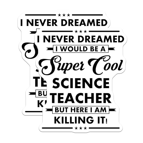 (2 Pack) Cool Science Teacher Stickers - Teacher Appreciation - Funny Teacher Sticker - 5" On Longest Side - Sticks to Smooth Flat Surfaces - Made in USA - BMCS6230