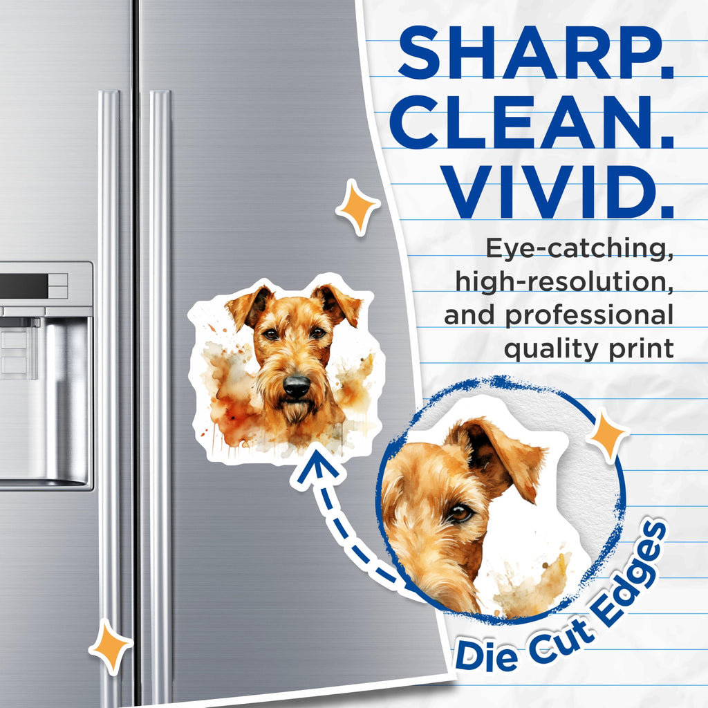 (2 Pack) Irish Terrier Dog Magnets - Watercolor Pet Art - Dog Lover Decor - 5 Inches On Longest Side - Thick Durable Magnet - Made in USA - MAG29981