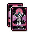 (2 Pack) Sarcastic Skeleton Magnets - Bat Wing Skull Tarot Card Art - Humorous Gothic Refrigerator Decor Statement - 5 Inches On Longest Side - Thick Durable Magnet - Made in USA - MAG21466