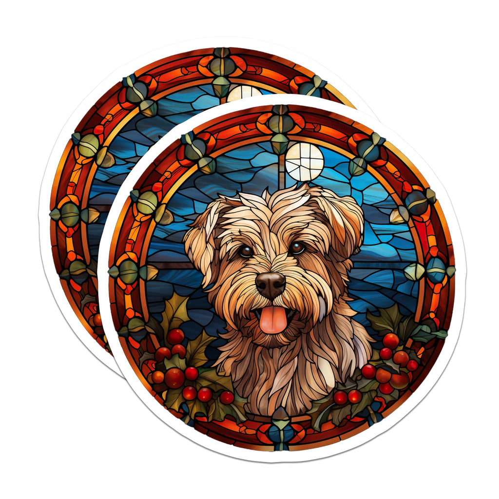 (2 Pack) Yorkshire Terrier Magnets - Stained Glass Pet Art - Festive Dog Breed Decor - 5 Inches On Longest Side - Thick Durable Magnet - Made in USA - MAG24149