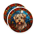 (2 Pack) Yorkshire Terrier Magnets - Stained Glass Pet Art - Festive Dog Breed Decor - 5 Inches On Longest Side - Thick Durable Magnet - Made in USA - MAG24149
