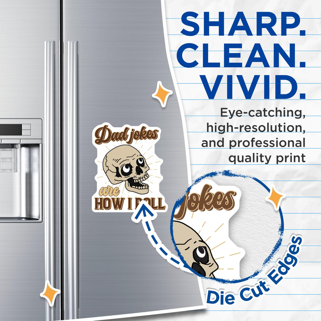 (2 Pack) Dad Jokes Magnets - Skull Humor - Funny Refrigerator Magnets - 5" On Longest Side - Premium Magnet - for Cars, Refrigerators, Toolboxes, Lockers - Made in USA - MAG17533