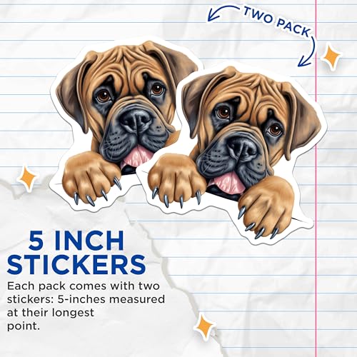 (2 Pack) Dog Lover Stickers - Cute Dog Breed Art - Puppy Illustration Decals - 5" On Longest Side - Sticks to Smooth Flat Surfaces - Made in USA - BMCS9878