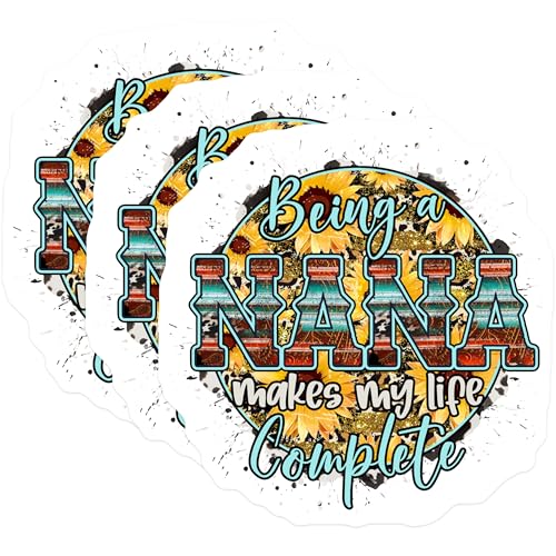 (3 Pack) Nana Decals - Sunflower Nana - Being a Nana Laptop Decals - 3 Inches On Longest Side - Easy Peel & Apply - Made in USA - 3MCS4463