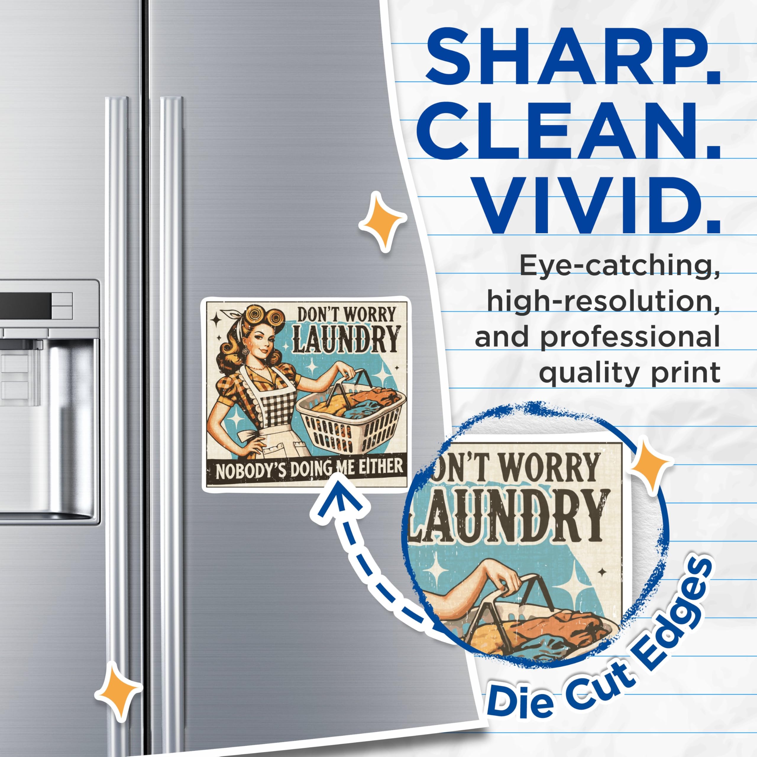 (2 Pack) Don't Worry Laundry Nobody's Doing Me Either Magnets - Funny Sarcastic Sassy - 5 Inches On Longest Side - Premium Magnet - for Cars, Refrigerators, Toolboxes - Made in USA - MAG2161