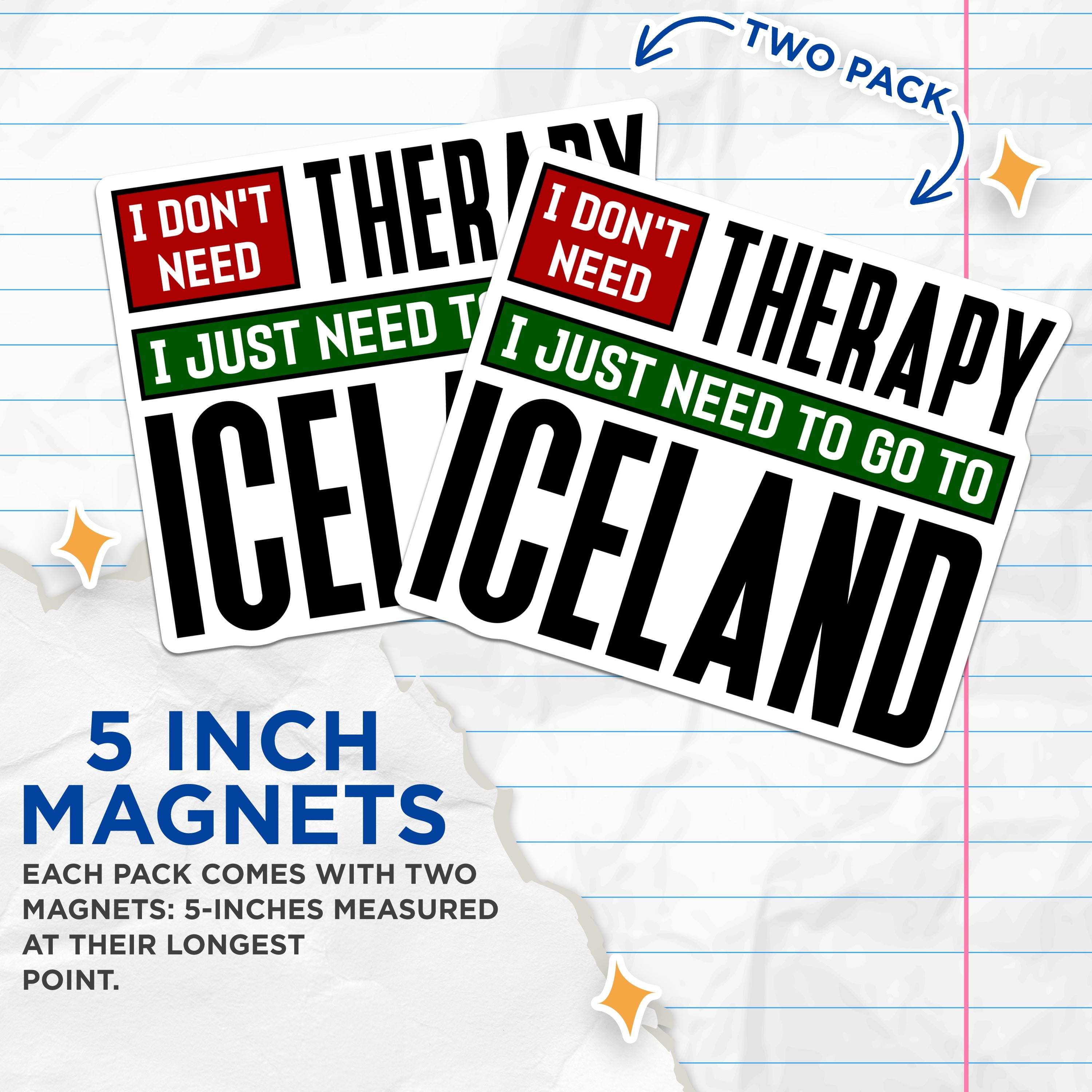 (2 Pack) Iceland Travel Magnets - Funny Vacation Quote Saying - Wanderlust Adventure Decor for Travelers - 5 Inches On Longest Side - Thick Durable Magnet - Made in USA - MAG37507
