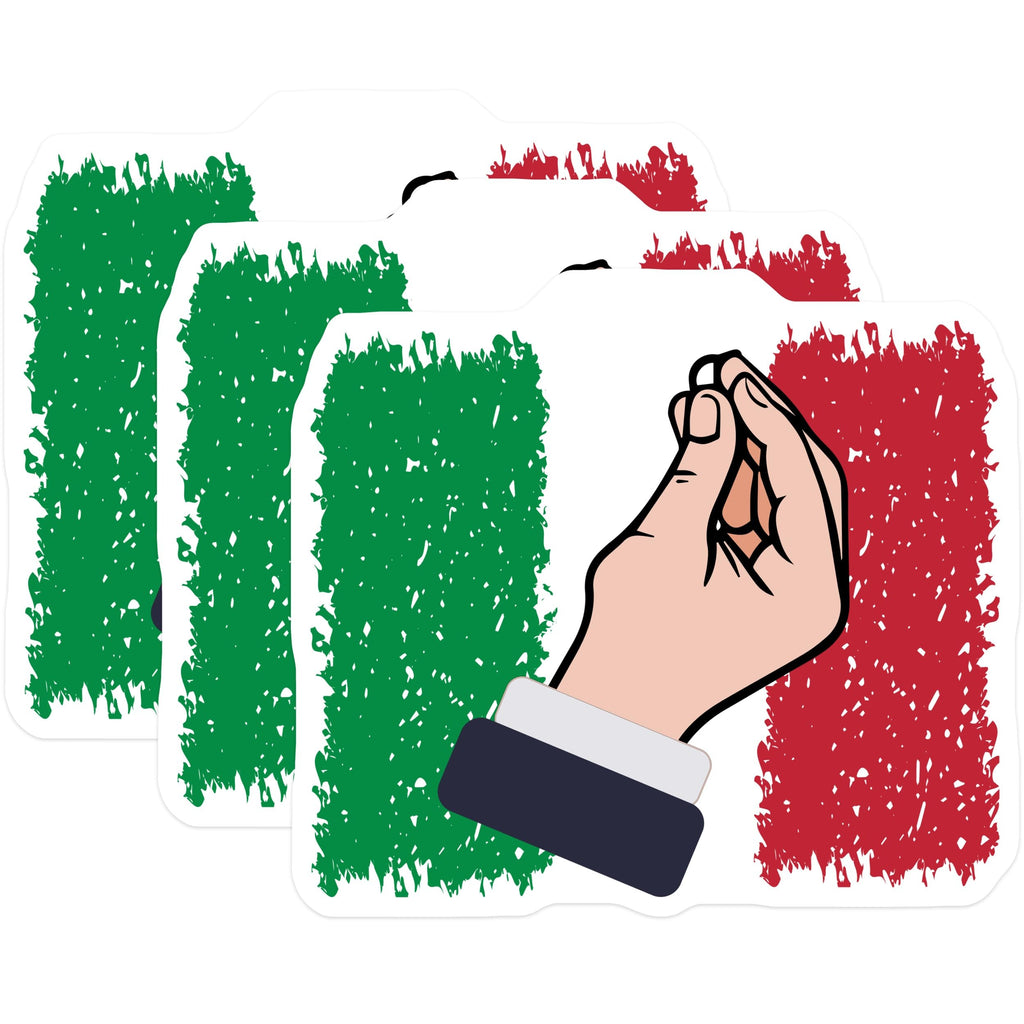 (3 Pack) Italian Hand Decals - Italy Flag - Funny Italian Gesture - 3 Inches On Longest Side - Easy Peel & Apply - Made in USA - 3MCS4729