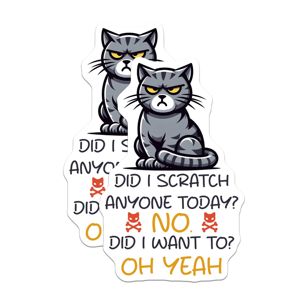 (2 Pack) Funny Cat Magnets - Did I Scratch Anyone Today - Oh Yeah Cat Mem - 5" On Longest Side - for Cars, Fridges, Toolboxes - Made in USA - MAG7348
