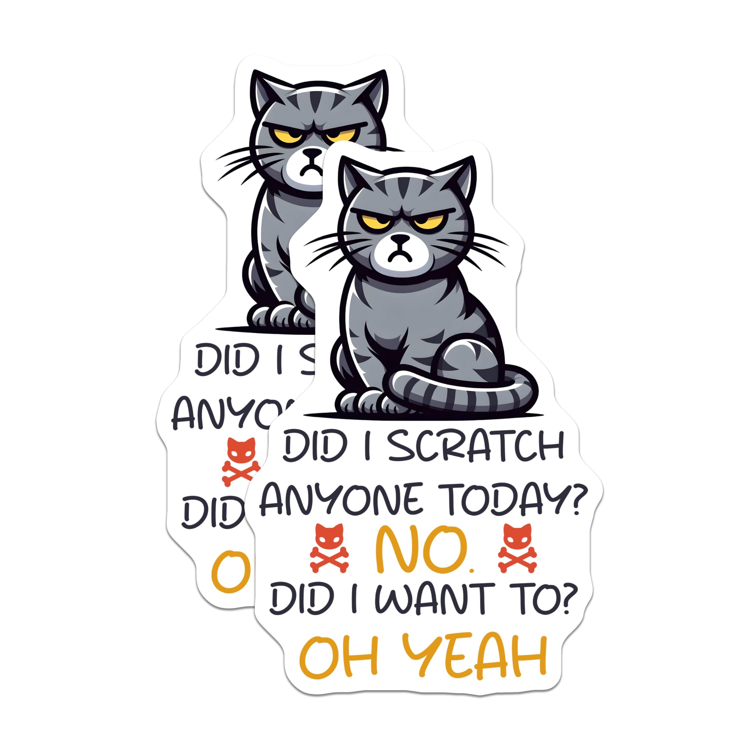 (2 Pack) Funny Cat Magnets - Did I Scratch Anyone Today - Oh Yeah Cat Mem - 5" On Longest Side - for Cars, Fridges, Toolboxes - Made in USA - MAG7348