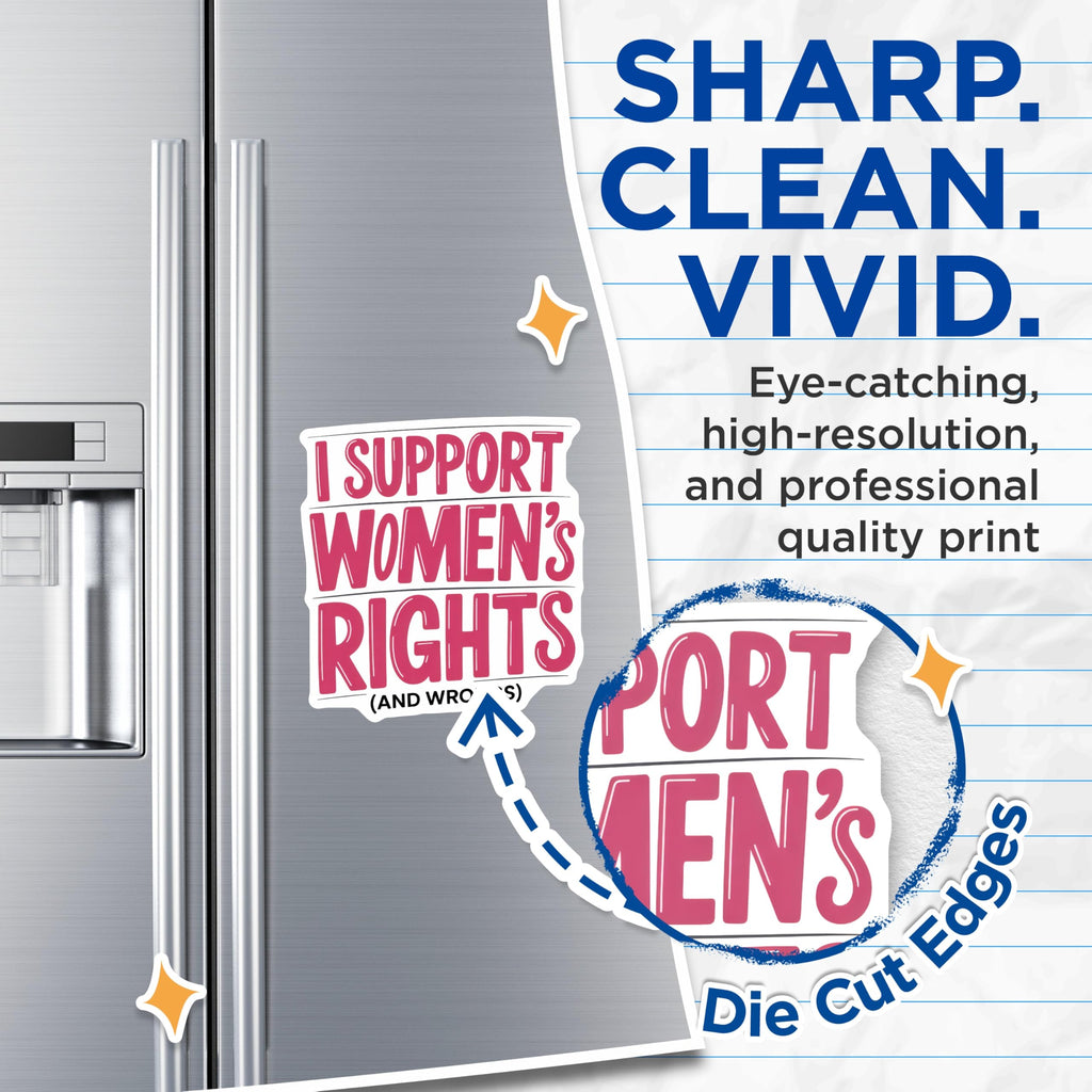 (2 Pack) Women's Rights Magnets - Feminist Decor - I Support Women Magnets - 5" On Longest Side - Premium Magnet - for Cars, Refrigerators, Toolboxes, Lockers - Made in USA - MAG14932