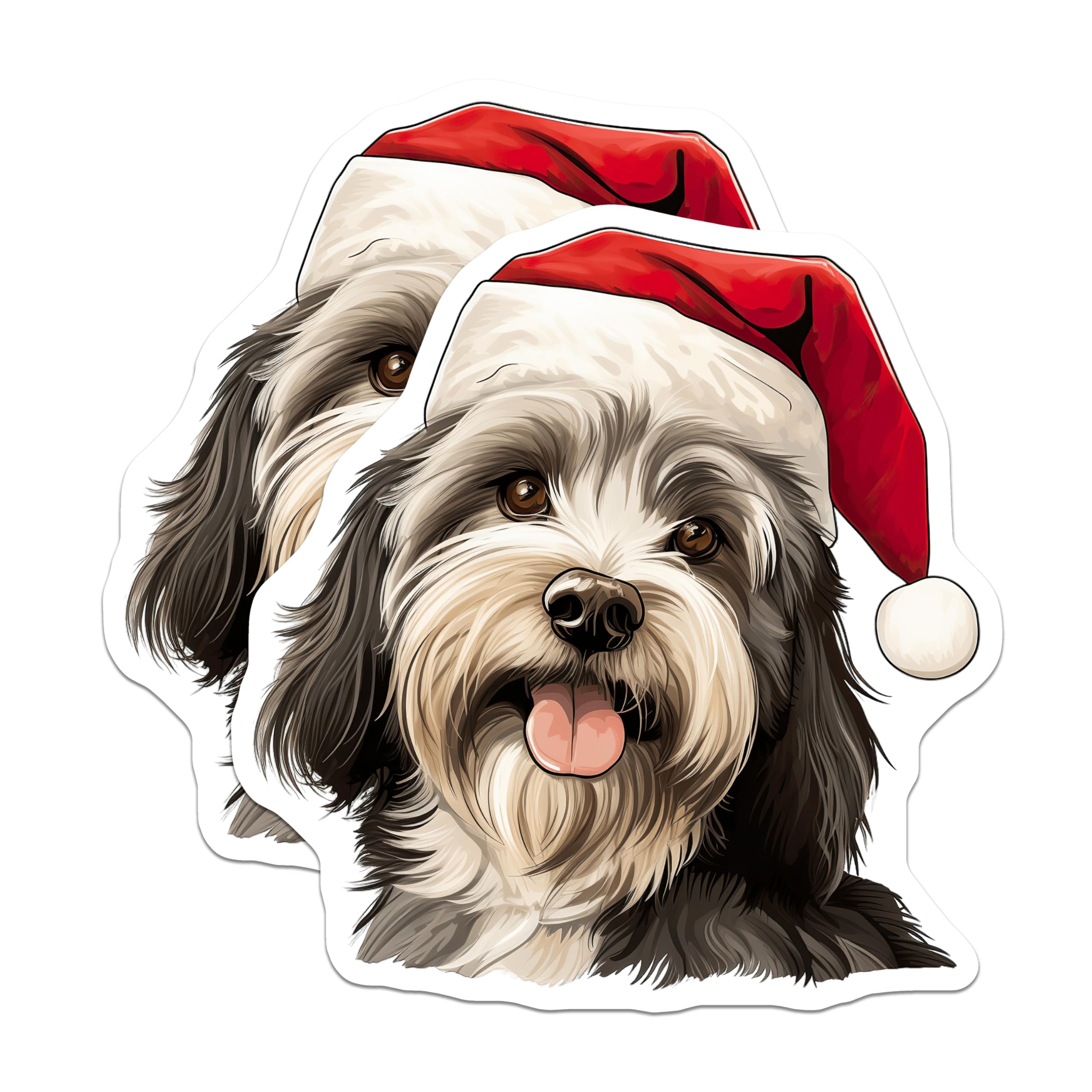 (2 Pack) Havanese Christmas Dog Magnets - Santa Hat Puppy Fridge Decor - Festive Animal Pet Lover Accent - 5 Inches On Longest Side - Thick Durable Magnet - Made in USA - MAG29362