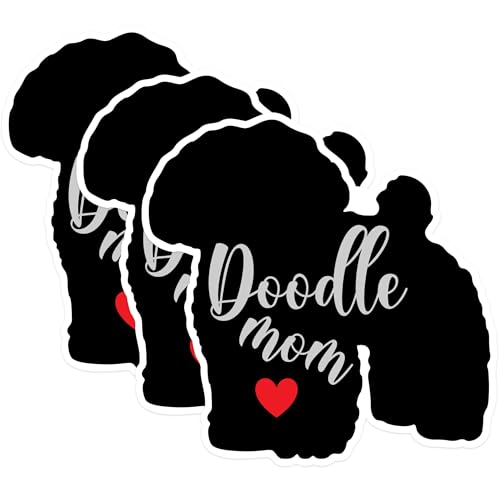 (3 Pack) Doodle Mom Decals - Dog Lover Sticker - Pet Owner Decal - 3 Inches On Longest Side - Easy Peel & Apply - Made in USA - 3MCS1336
