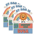 (3 Pack) Best Mom Ever Decals - Retro Sun Rainbow - Mothers Day Decals - 3 Inches On Longest Side - Easy Peel & Apply - Made in USA - 3MCS7227