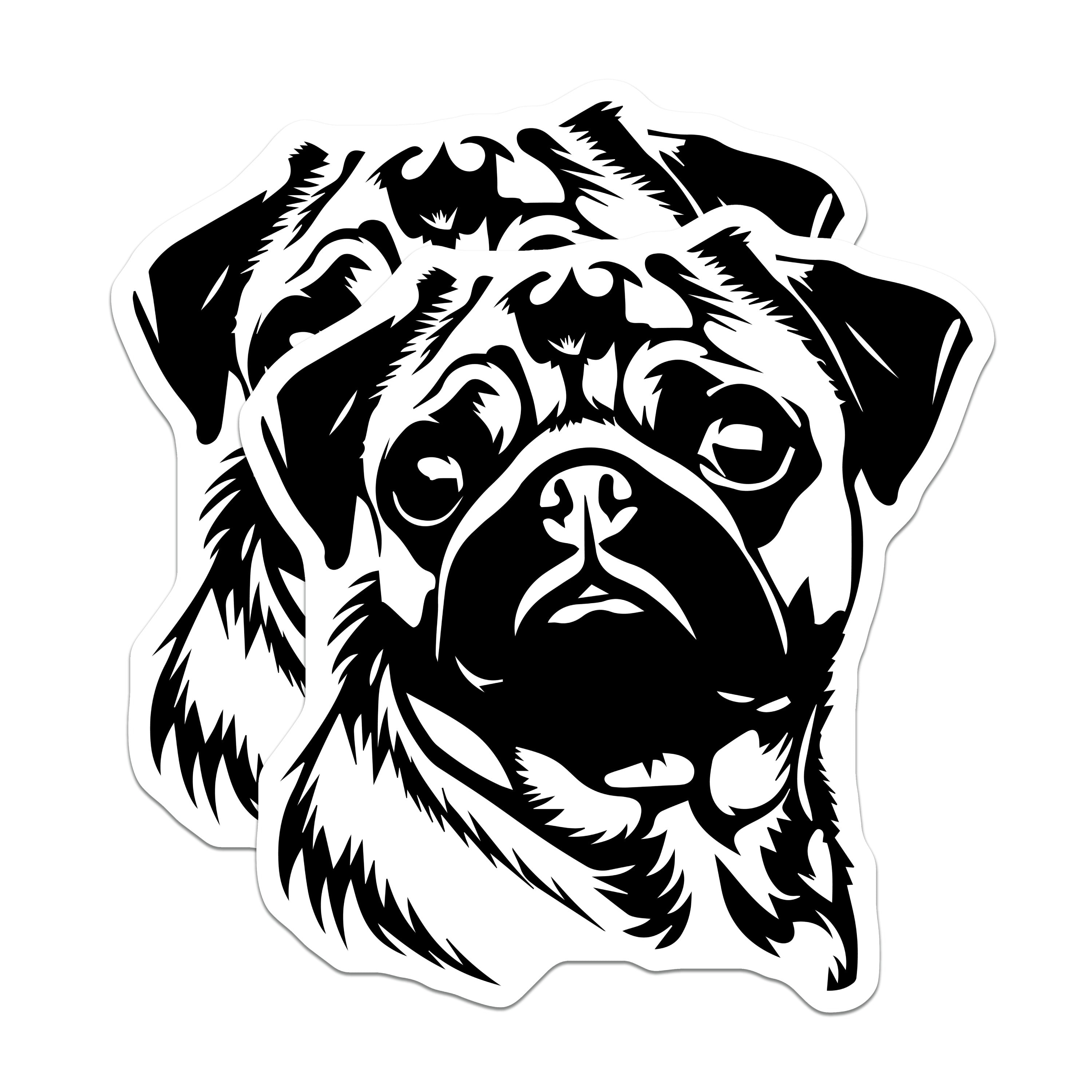 (2 Pack) Pug Dog Magnets - Cute Pet Puppy Animal Lover Fridge Decor - Dog Mom Dad Owner Kitchen Refrigerator Art - 5 Inches On Longest Side - Thick Durable Magnet - Made in USA - MAG37968