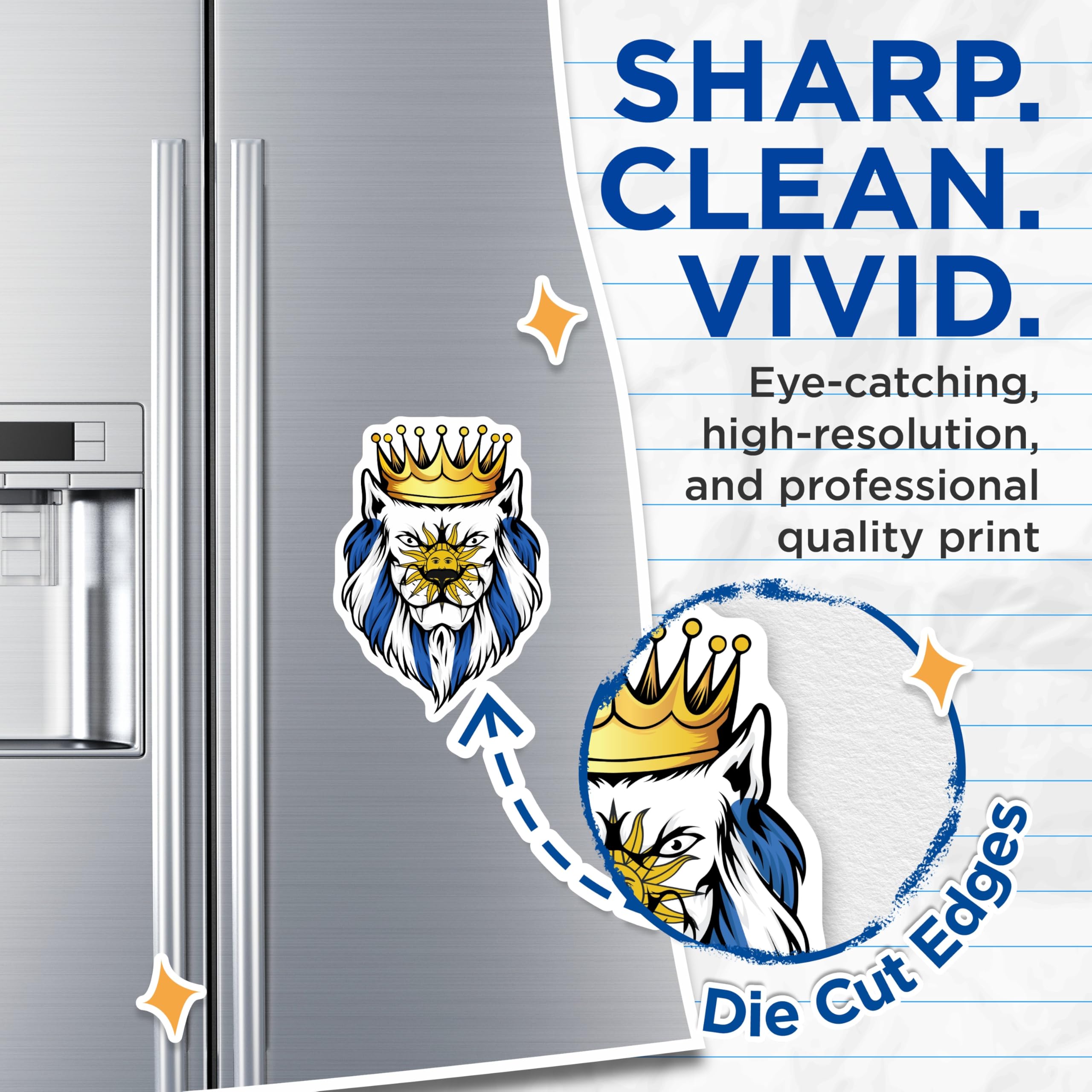 (2 Pack) Uruguay Lion King Magnets - Uruguayan Flag - Fridge Decor - Decorative Magnets - 5" On Longest Side - Premium Magnet - for Cars, Refrigerators, Toolboxes, Lockers - Made in USA - MAG17895