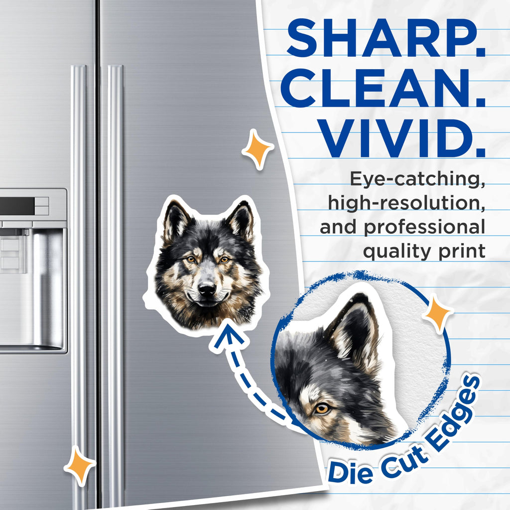 (2 Pack) Majestic Wolf Head Magnets - Wildlife Animal Decor - Nature Lover Refrigerator Accessory - 5 Inches On Longest Side - Thick Durable Magnet - Made in USA - MAG30780