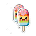 (2 Pack) Kawaii Popsicle Magnets - Rainbow Sprinkles Decor - Cute Ice Cream Treat Locker - 5 Inches On Longest Side - Thick Durable Magnet - Made in USA - MAG39384