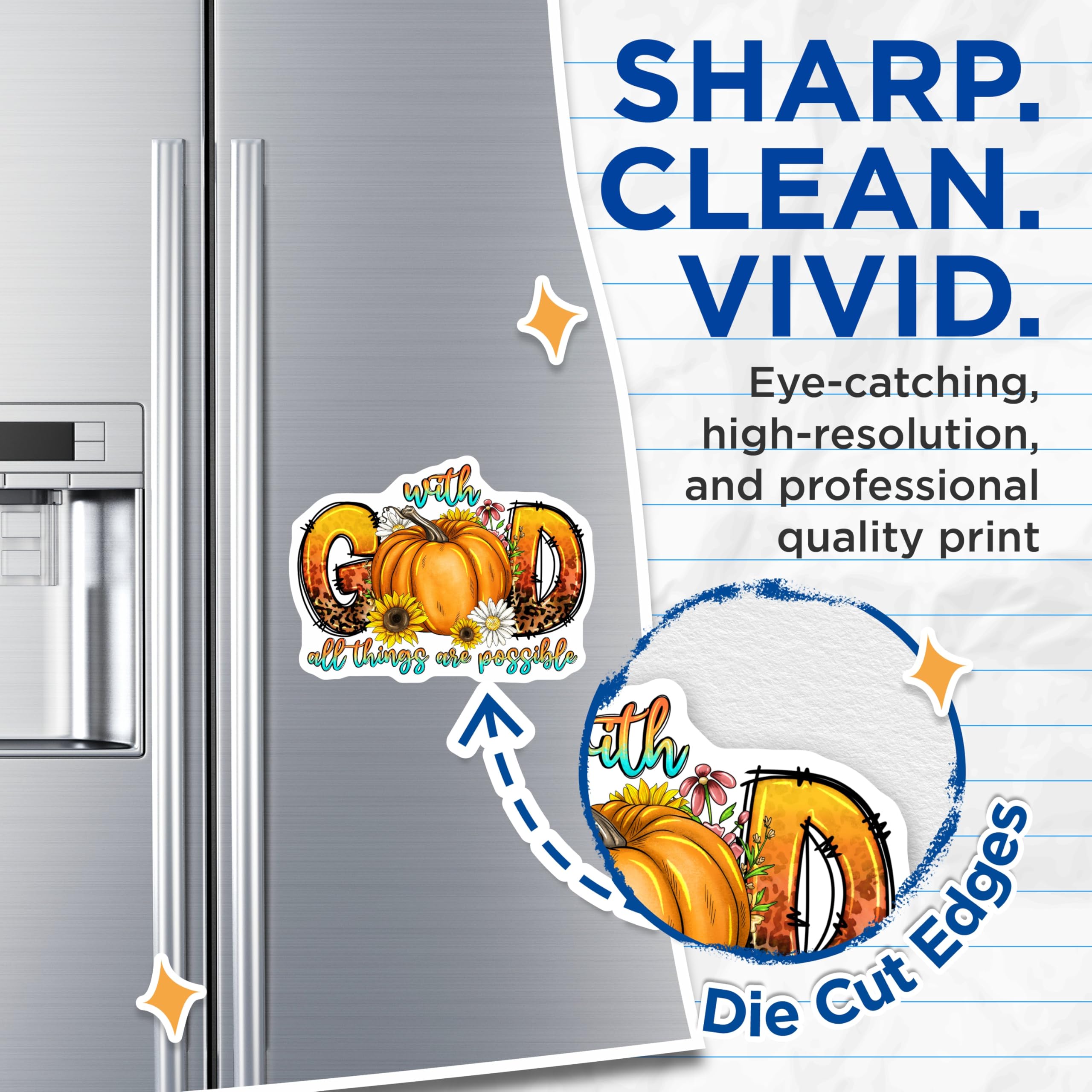 (2 Pack) with God All Things are Possible Magnets - Christian Fridge Decor - Inspirational Fall Art - 5 Inches On Longest Side - Thick Durable Magnet - Made in USA - MAG25593