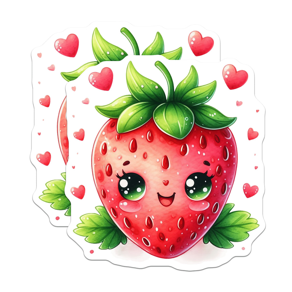 (2 Pack) Kawaii Strawberry Magnets - Cute Fruit Decor - Sweet Fridge Accessories - Valentine's Kitchen Decor - Whimsical Locker Accent - 5" - Durable Magnet - Made in USA - MAG37066
