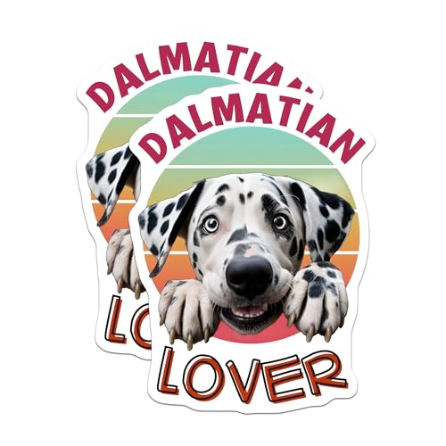 (2 Pack) Dalmatian Lover Stickers - Cute Dog Stickers - Animal Lover Stickers - 5" On Longest Side - Sticks to Smooth Flat Surfaces - Made in USA - BMCS3974