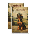 (2 Pack) Dachshund Magnets - Charming Wiener Dog Artwork - Retro Dog Breed Countryside Farmhouse Refrigerator Decor - 5 Inches On Longest Side - Thick Durable Magnet - Made in USA - MAG22148