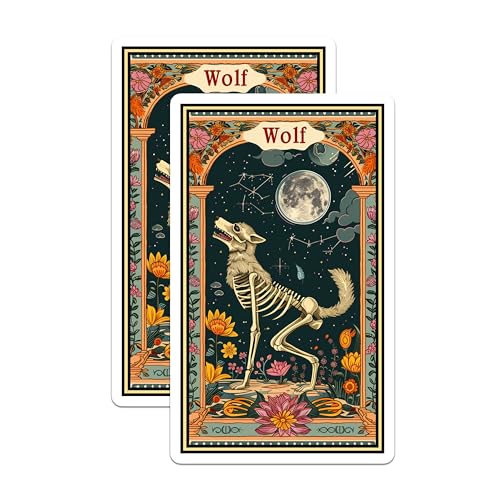 (2 Pack) Wolf Skeleton Magnets - Lunar Art - Nature Themed Magnet - 5" On Longest Side - for Cars, Fridges, Toolboxes - Made in USA - MAG3657