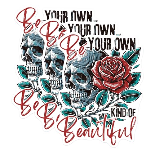 (3 Pack) Skull Rose Decals - Laptop Decals - Gothic Decor - 3 Inches On Longest Side - Easy Peel & Apply - Made in USA - 3MCS1000